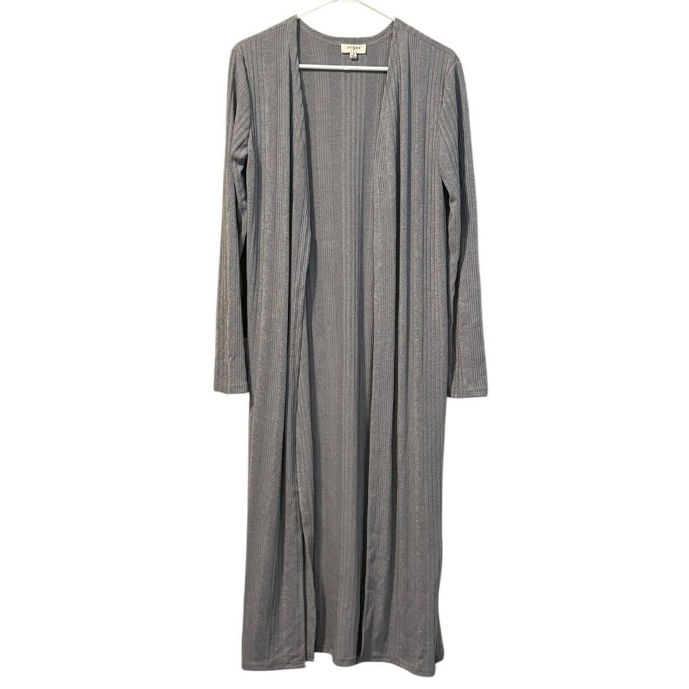 UMGEE Sweater Duster Side Slits Gray‎ Color Ribbed Cardigan Boho Hippie Medium
